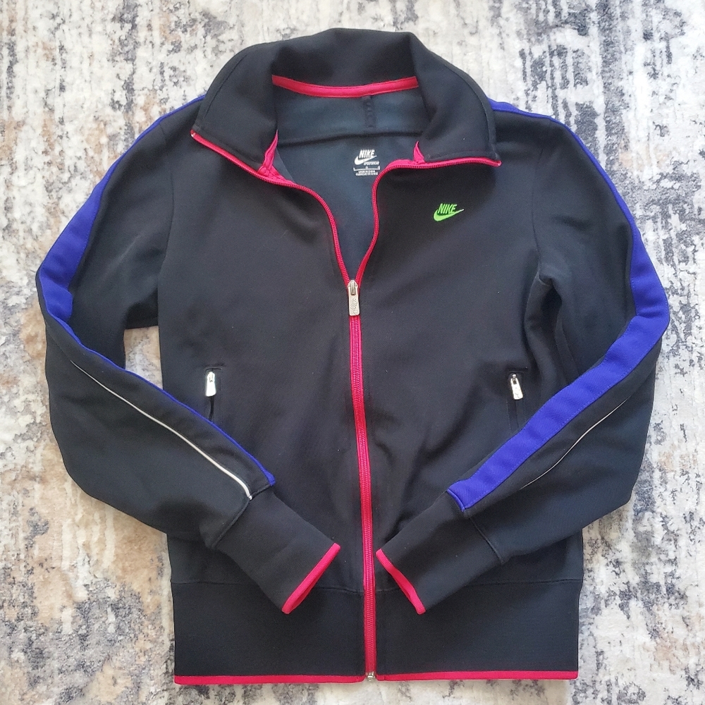Nike Retro Track Jacket Black Women's large but fits like a Small.